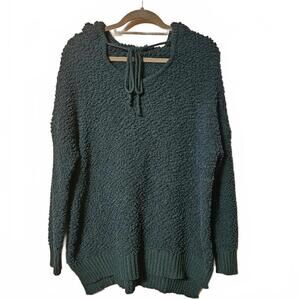 Women's popcorn textured hooded draw string sweater size M